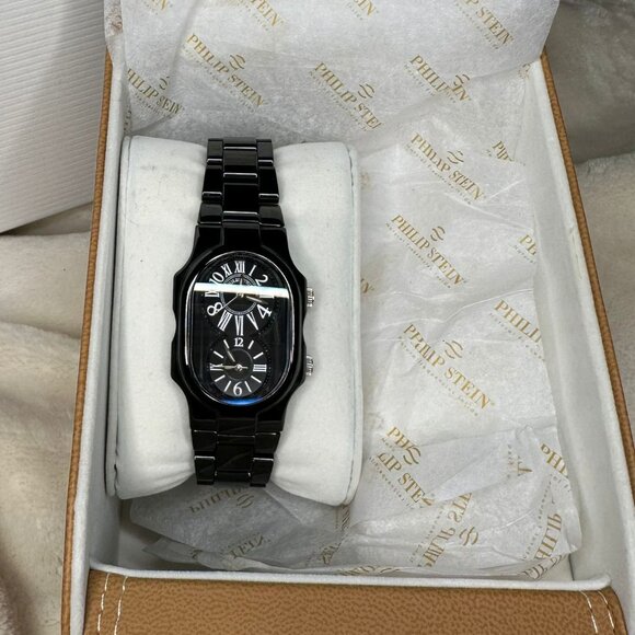 Philip Stein Dual Time Black Ceramic Watch - Natural Frequency Tech - Like-New - Picture 3 of 7